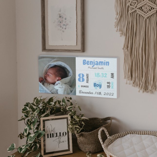 Photo Birth Announcement Family Keepsake Canvas Print (Creator Uploaded)