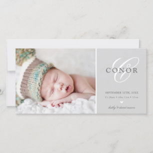 PHOTO BIRTH ANNOUNCEMENT sweet new baby grey