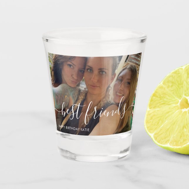 Photo Birthday Best Friends Custom Shot Glass (Front)