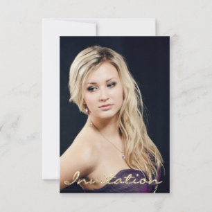 Photo Birthday Champagne Gold Spark Bridal 16th Invitation