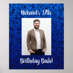 Photo birthday custom party celebration blue poster