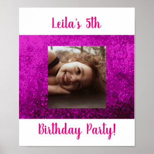 Photo birthday custom party celebration pink poster