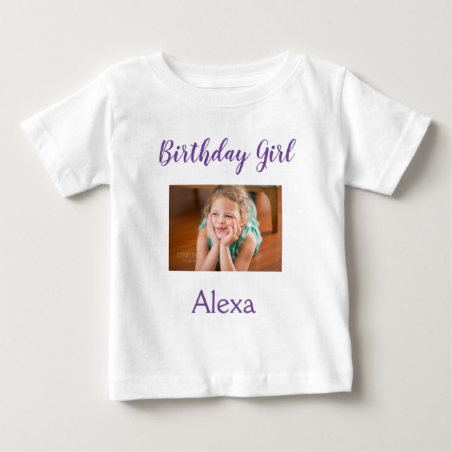 Photo Birthday Girl Baby T-Shirt (Front)