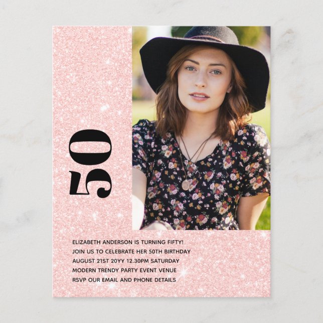 PHOTO BIRTHDAY INVITATION 50th 21st 18th 16th 30th Flyer (Front)