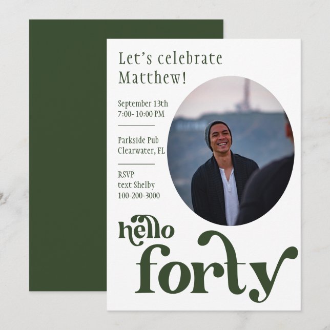Photo Birthday Invitation for him | Forty (Front/Back)