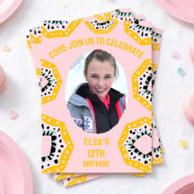 Photo Birthday Invitation With Colourful Shapes