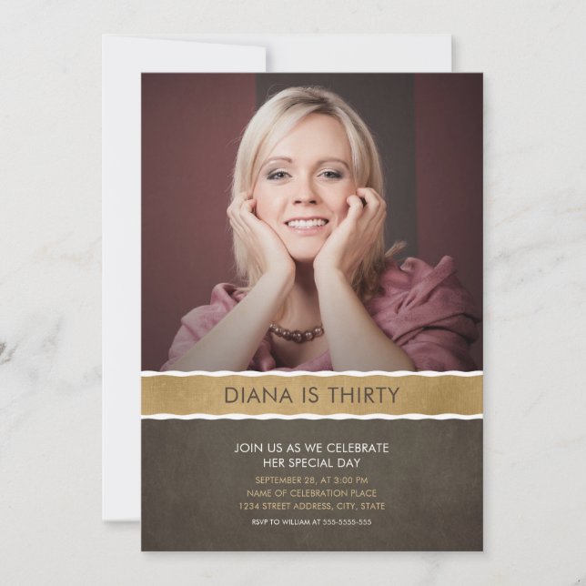 Photo Birthday Invitations 30th Party Picture (Front)