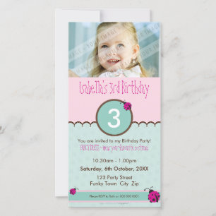 PHOTO BIRTHDAY INVITATIONS :: ladybird 2P