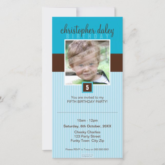 PHOTO BIRTHDAY INVITATIONS :: lovely square 8 (Front)