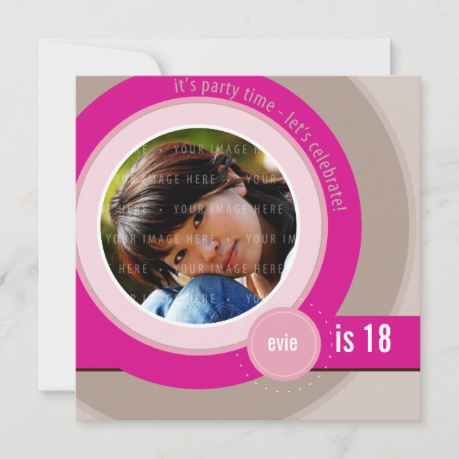 PHOTO BIRTHDAY INVITES :: circular 6SQ (Front)