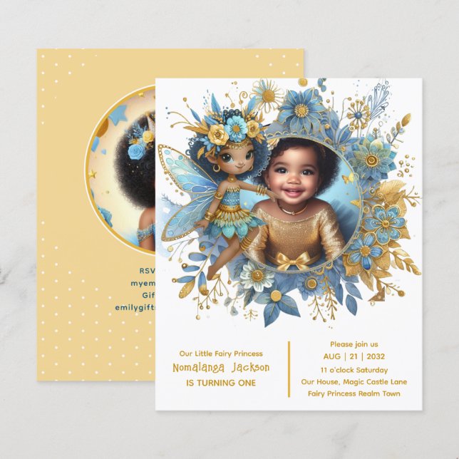 Photo Birthday Little Black Fairy African Princess (Front/Back)
