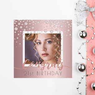Photo Birthday party dusty rose diamonds glam Invitation