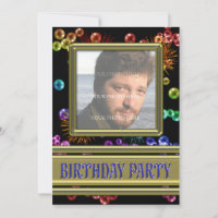 Photo Birthday party Invitation with bubbles
