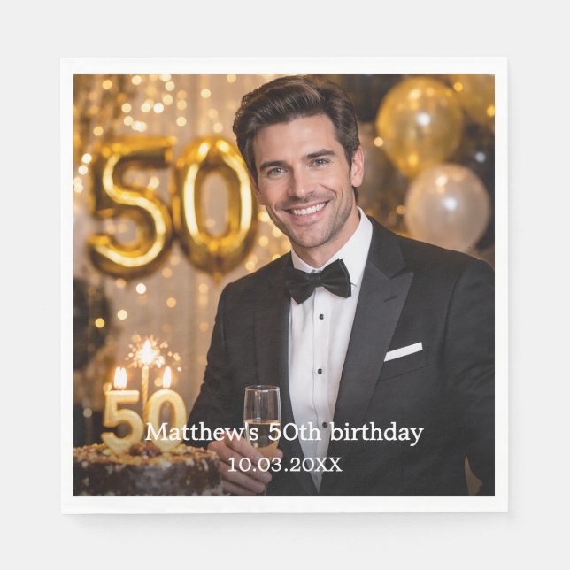 Photo birthday party luncheon napkin (Front)