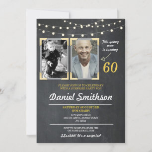 Photo Birthday Party Men's 2 Pictures Surprise Invitation