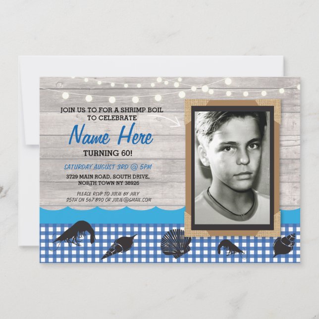 Photo Birthday Party Shrimp Boil Seafood Invite (Front)