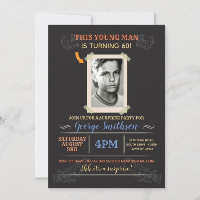 Photo Birthday Vintage Style Surprise Invitations (Front)