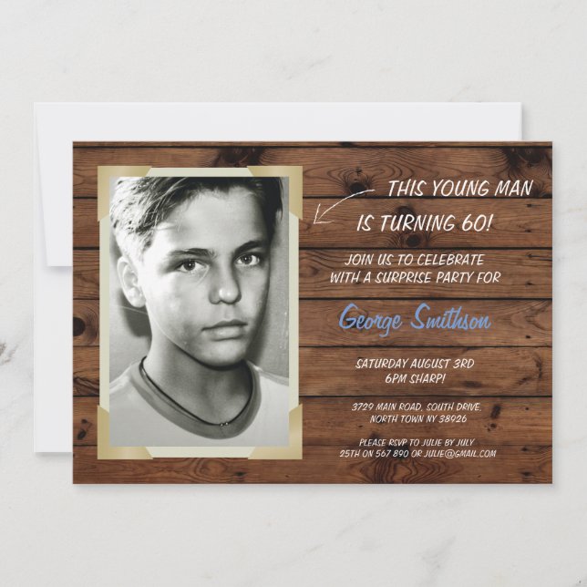 Photo Birthday Vintage Style Wooden Invitations (Front)