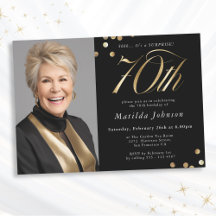 Photo Black and Gold 70th Birthday Surprise Party