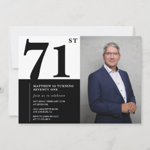 Photo Black and White 71st Birthday Invitation