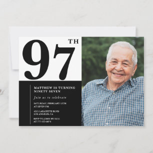 Photo Black and White 97th Birthday Invitation