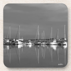 photo black and white, boats coaster