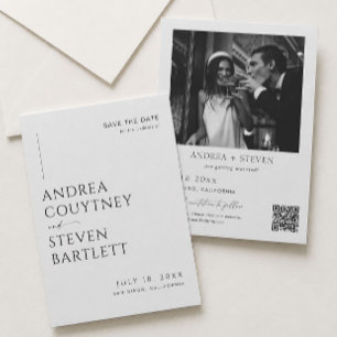 Photo Black and White Wedding Save the Date Invitation