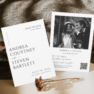 Photo Black and White Wedding Save the Date Invitation