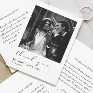 Photo Black and White Wedding Thank You Card