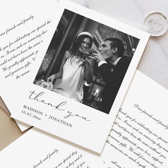 Photo Black and White Wedding Thank You Card (Creator Uploaded)