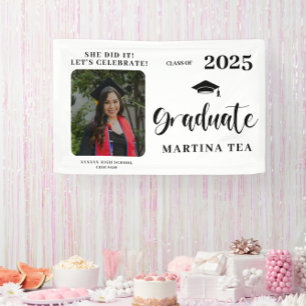 Photo Black and White Welcome Graduation Banner