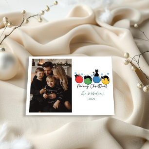 Photo Black Cat Christmas Holiday Card