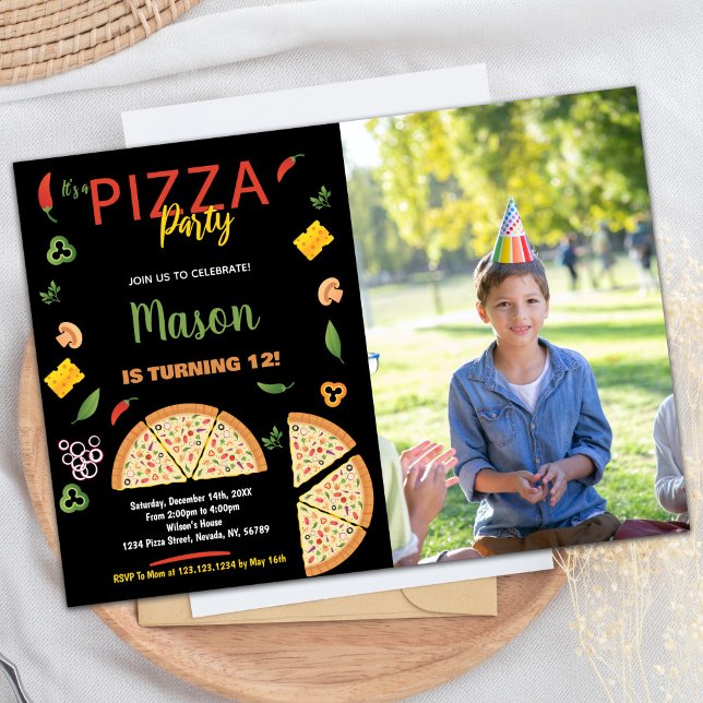 Photo Black Chilli Pizza Birthday Invitations (Photo Black Chili Pizza Birthday Invitations)