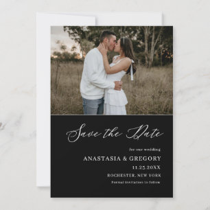 Photo Black Elegant Wedding Save the date Invita Invitation