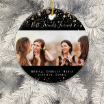 Photo black gold best friends forever glitter  ceramic tree decoration<br><div class="desc">A gift for your best friend(s) for birthdays,  Christmas or a special event. Text: Best Friends Forever,  written with a trendy hand lettered style script. Personalise and use your own photo and names. A chic black background,  decorated with faux gold glitter dust.</div>
