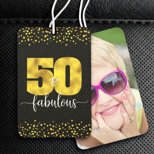 Photo Black Gold Foil 50 Fabulous Birthday Custom  Car Air Freshener