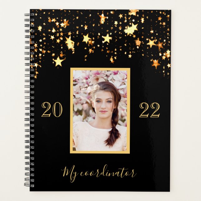 Photo black gold stars 2026 planner (Front)