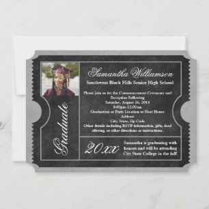 Photo Black Graduation Ticket Invitations