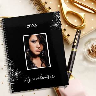 Photo black silver glitter dust appointments 2022 planner