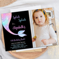 Photo Black Splash Splish Mermaid Birthday