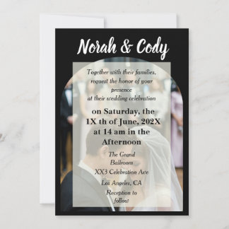 Photo black stylish wedding invitation