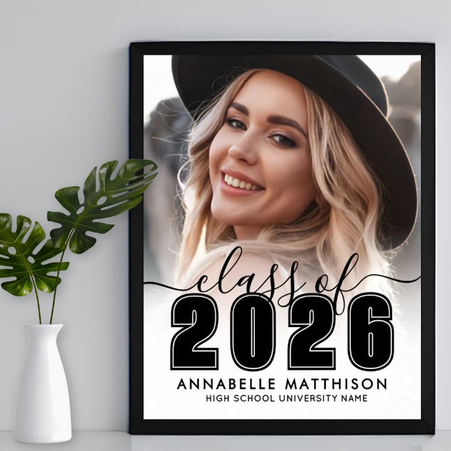 Photo Black White Graduation Party Sign (Photo Black White Graduation Party Sign)