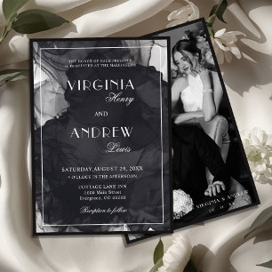 Photo Black & White Luxury Old Money Wedding Invitation
