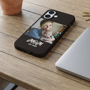 Photo Black White Script Mum Established iPhone 16 Case
