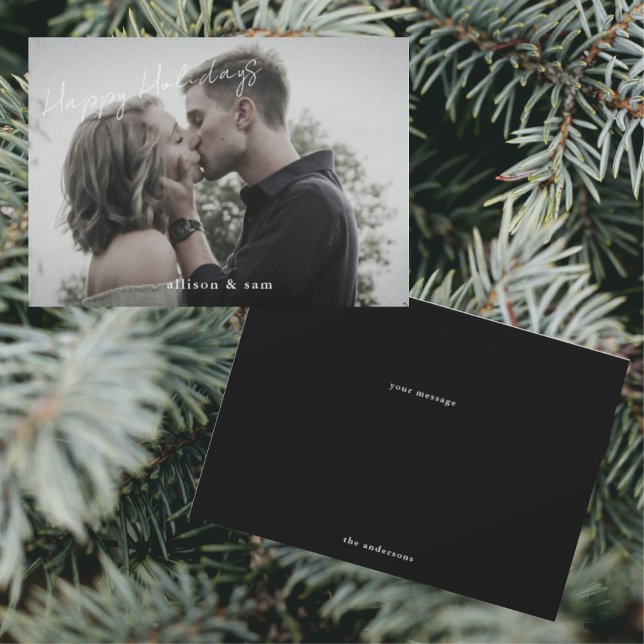Photo Black White Text Happy Holidays  Holiday Card (Creator Uploaded)