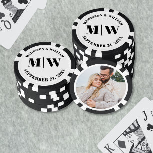 Photo Black White Wedding Favour Poker Chips
