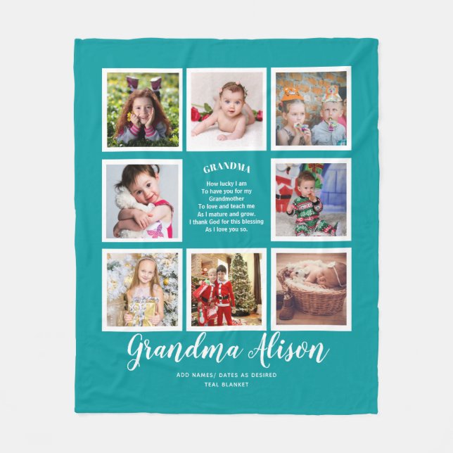 Photo Blanket Grandma Poem Grandpa Family Tree (Front)