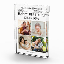 Photo Block, Newspaper Photo Collage for Grandpa