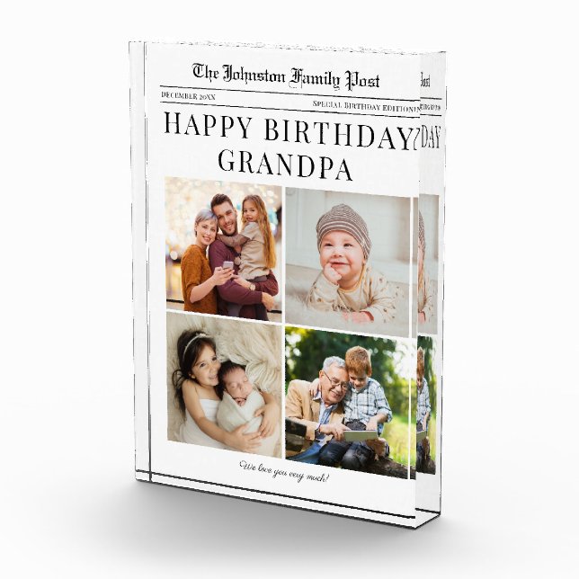 Photo Block, Newspaper Photo Collage for Grandpa Block (Right)