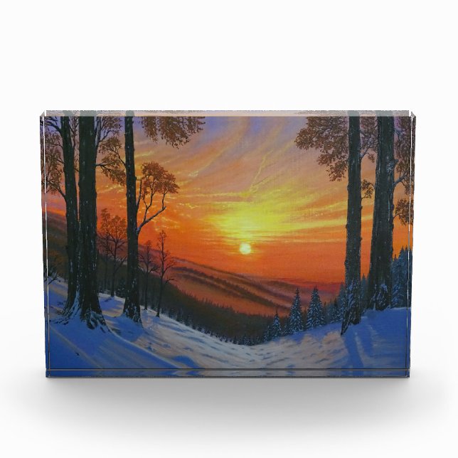 Photo Block - "Sunset Over Snowy Forest" (Front)